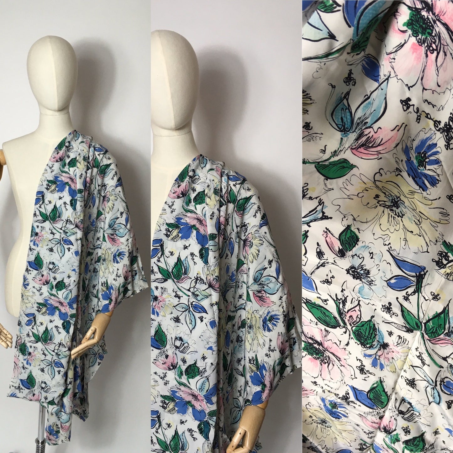 Original 1940’s Semi Sheer Floral Rayon - In a Beautiful Summer Colour Pallet - 3.5m