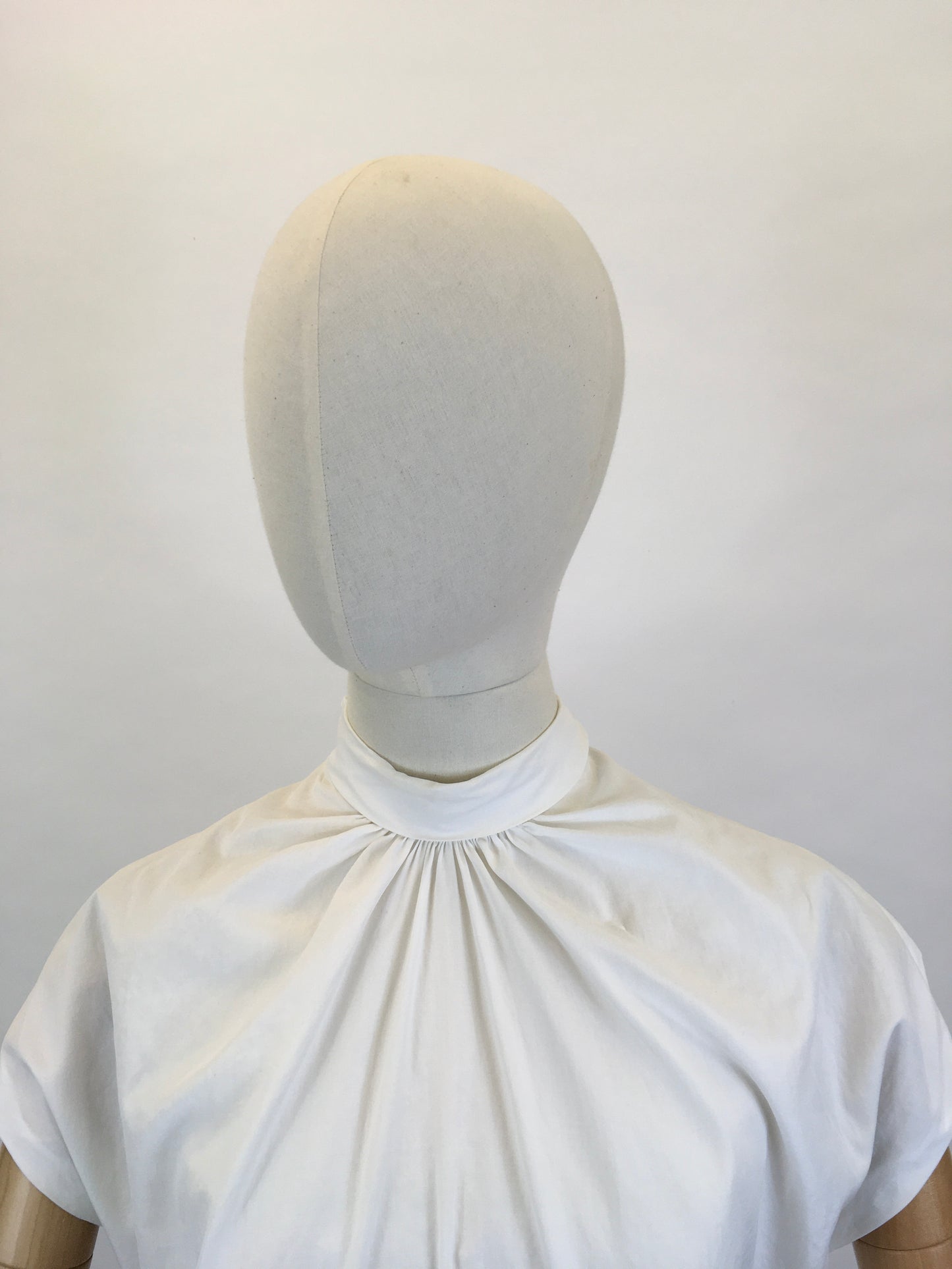 Original 1950’s High Neck Blouse - Made From A Crisp White Cotton