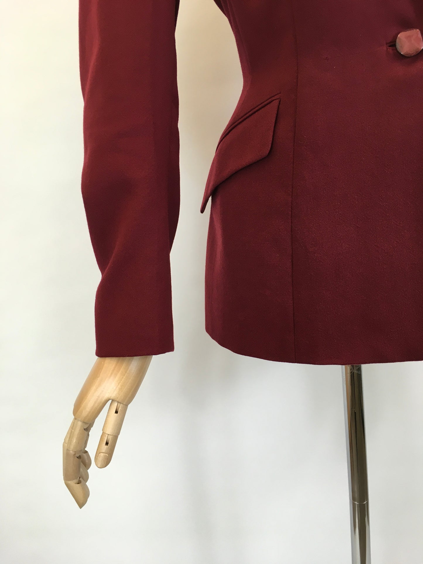 Original 1940’s Beautiful Longline Fitted Jacket - In A Rich Wine Colouring