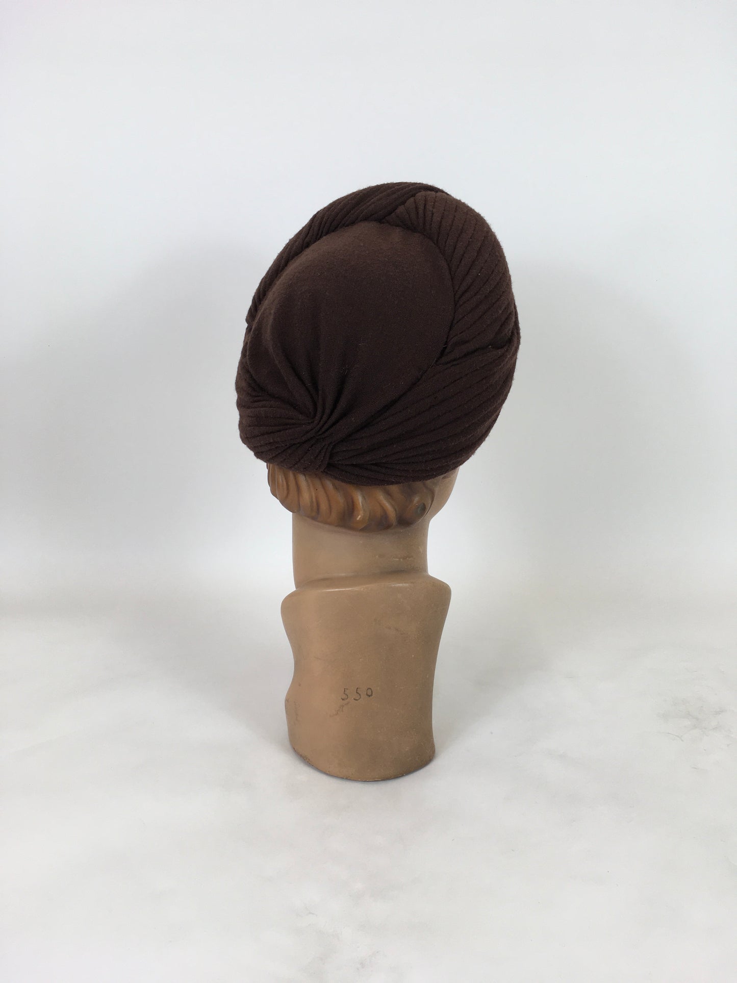 Original 1940's Stunning Wool Turban - In Dark Chocolate Brown