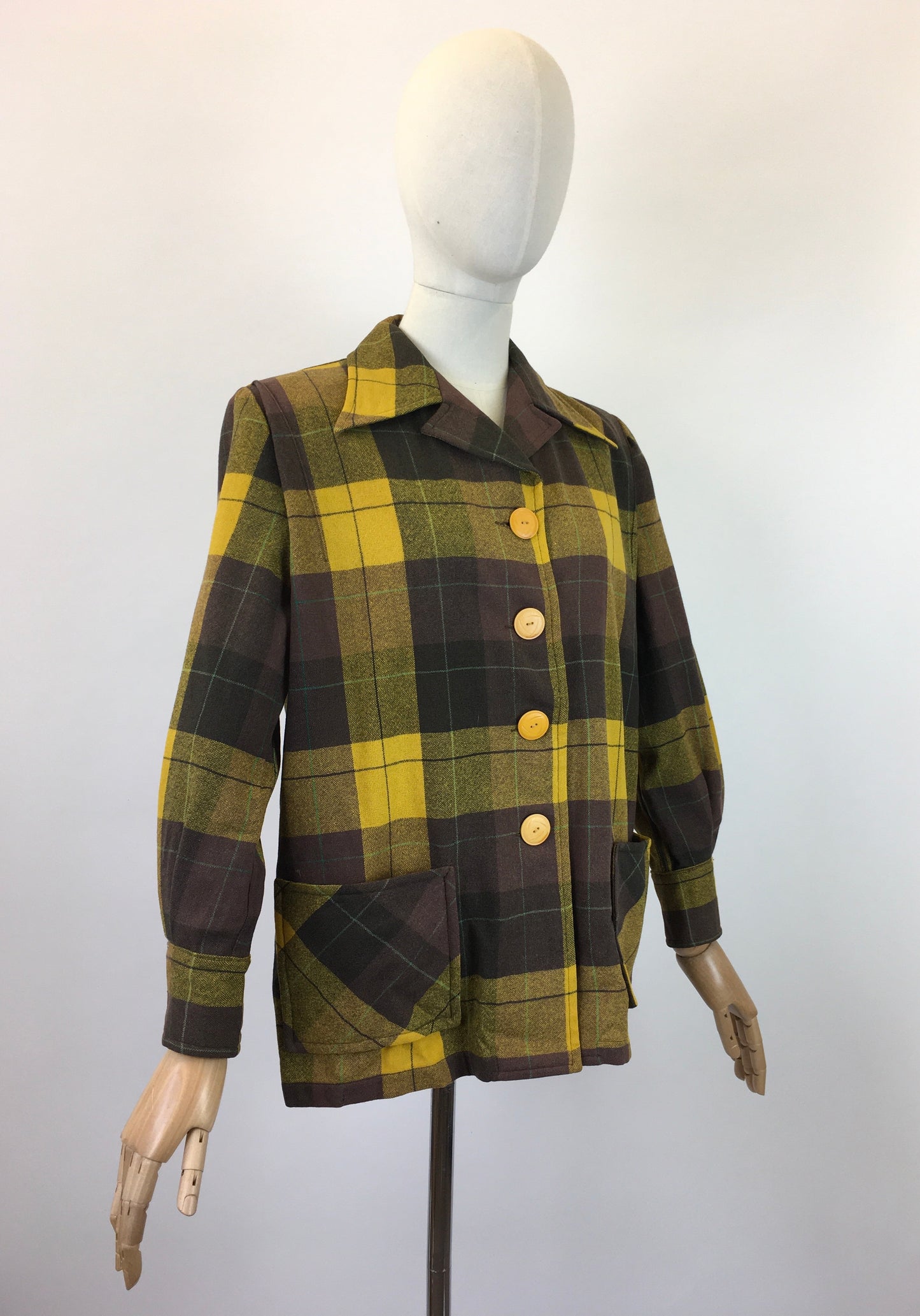 Original Fabulous 1940's Pendelton Jacket - In Warm Brown, Mustard and Bottle Green