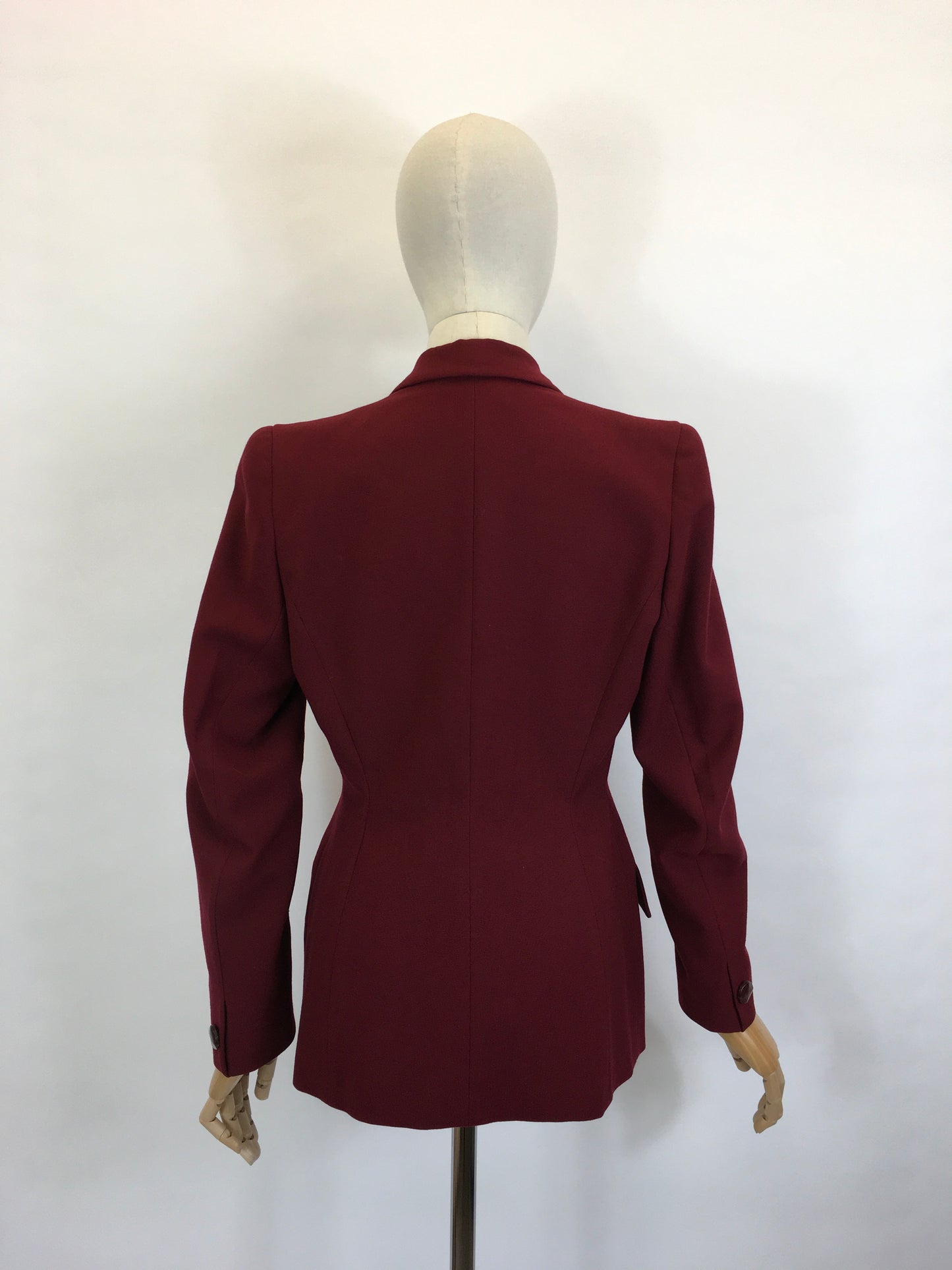 Original 1940’s Beautiful Longline Fitted Jacket - In A Rich Wine Colouring