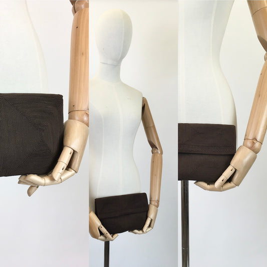 Original 1940's Darling Corde Clutch Handbag - In A Warm Chocolate Brown