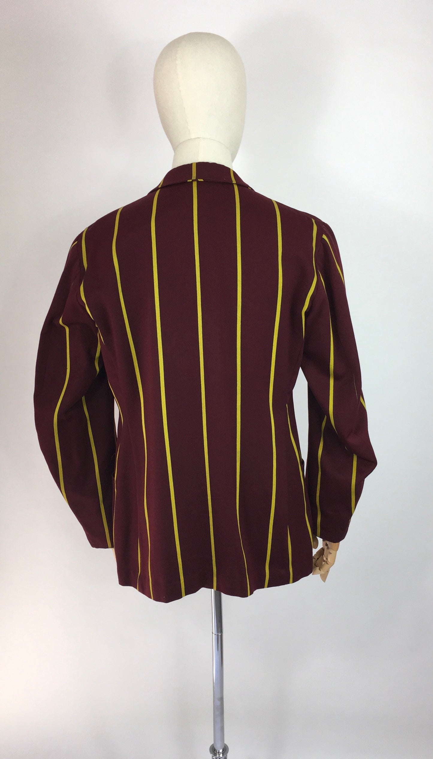 Original College Blazer By ‘ Ryder and Amies Cambridge’ - In a Lovely Burgundy and Yellow Stripe