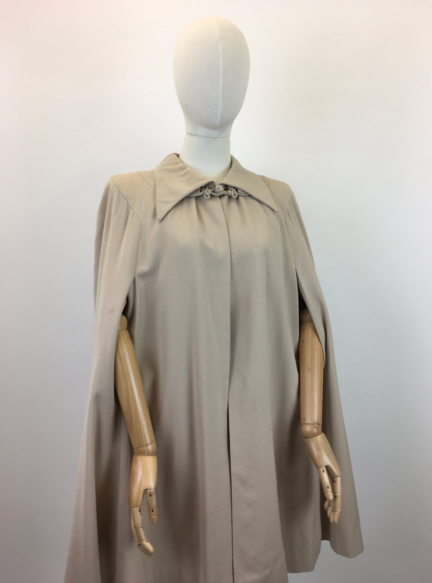 Original 1940's Sensational Gaberdine Cape - In A Soft Beige