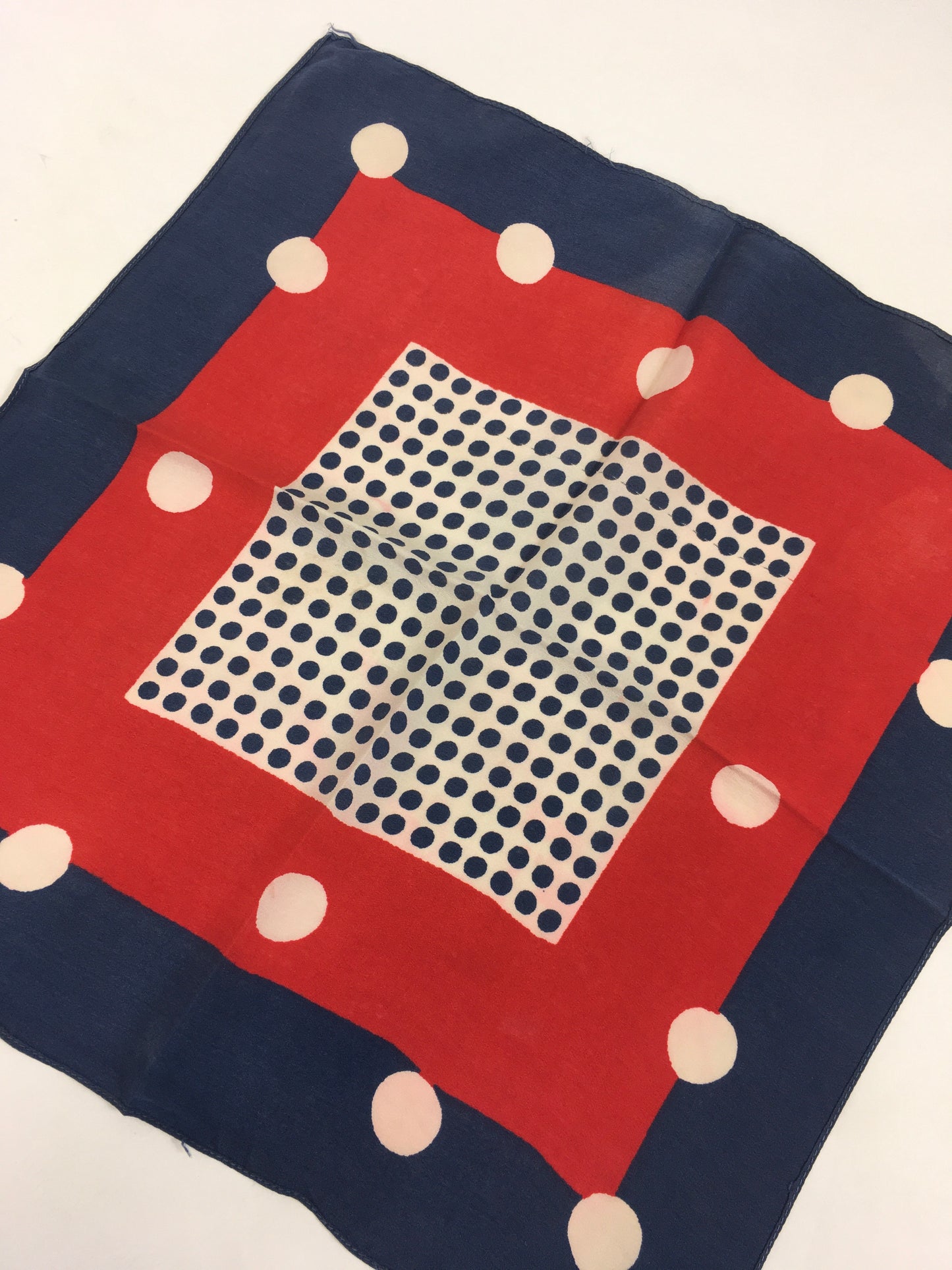 Original 1940's Fabulous Rayon Hankie - In Red, White and Blue