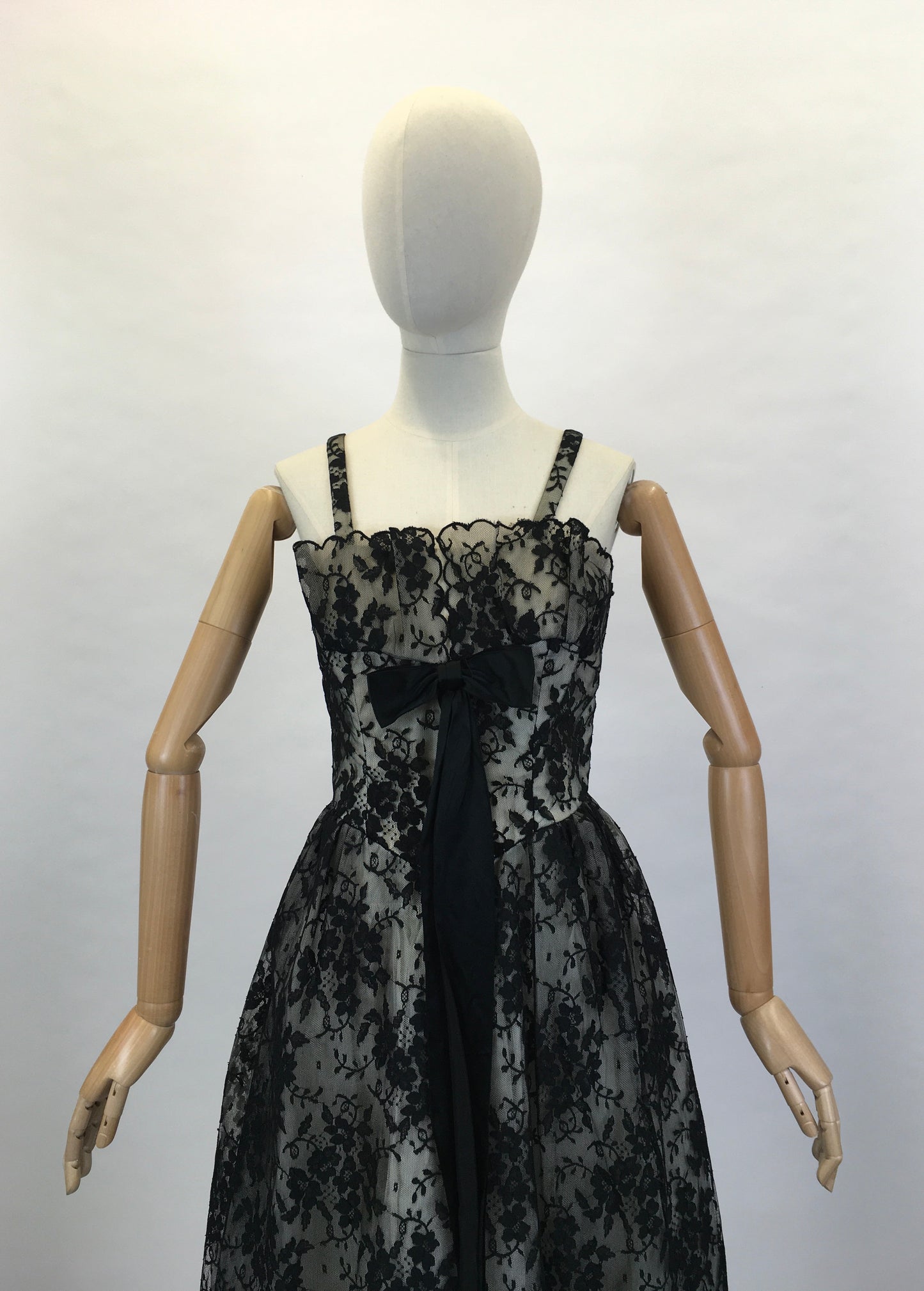 Original 1950’s Little Black Dress - With Lace Overlay and Stunning Details