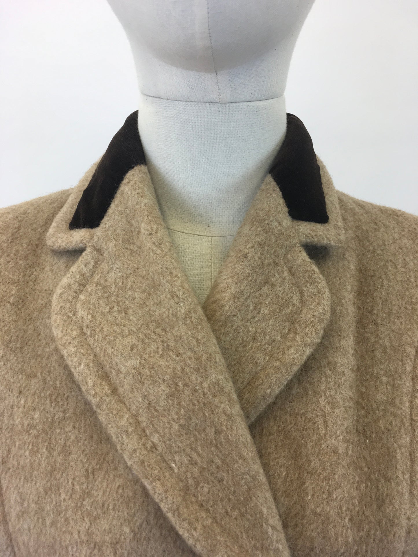 Original 1940's Amazing Wool Coat with Velvet Trim - Stunning Silhouette and Details