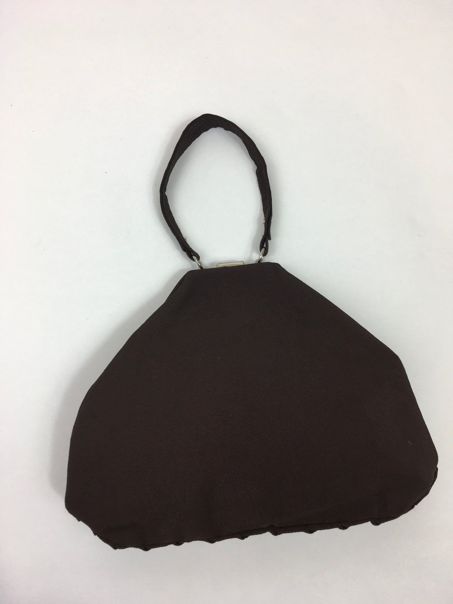 Original 1930's Stunning Warm Brown Crepe Evening Bag - With Pleated Details