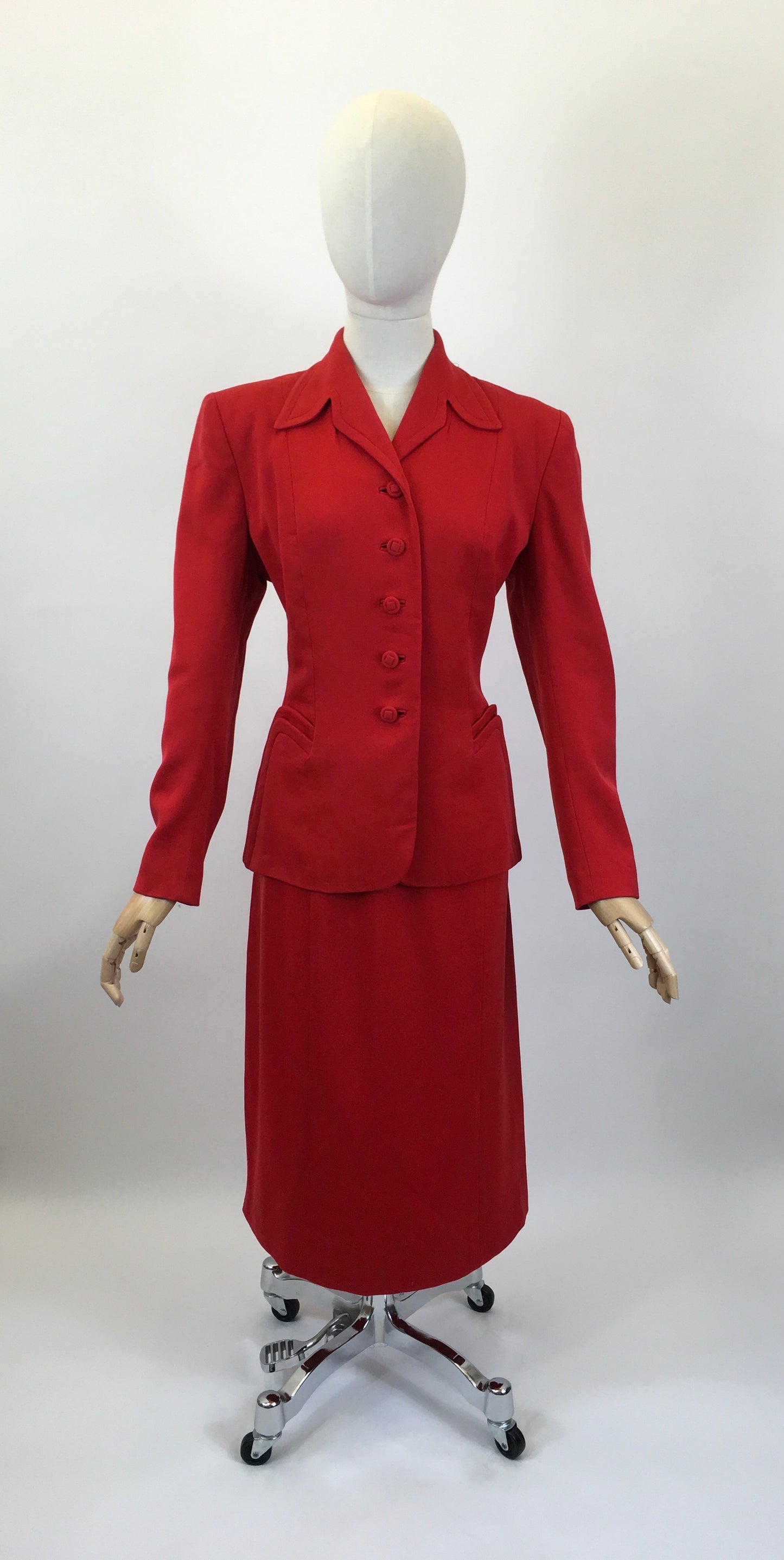 Original 1940's As Is Sublime 2 pc Suit - In Tomato Red