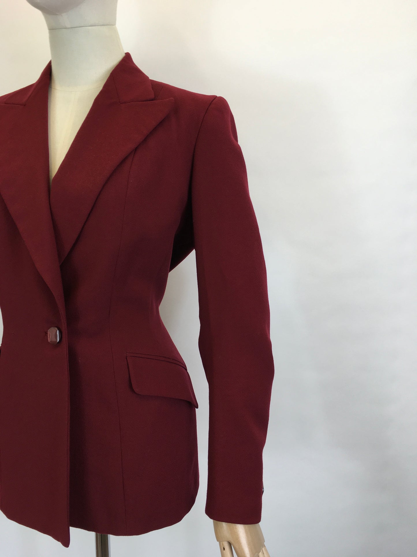 Original 1940’s Beautiful Longline Fitted Jacket - In A Rich Wine Colouring