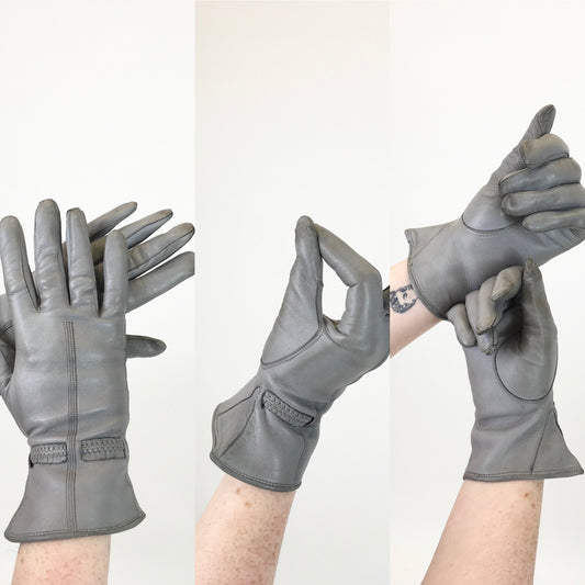 Original Fabulous 1940's CC41 Utility Gloves - In A Powdered Grey Leather