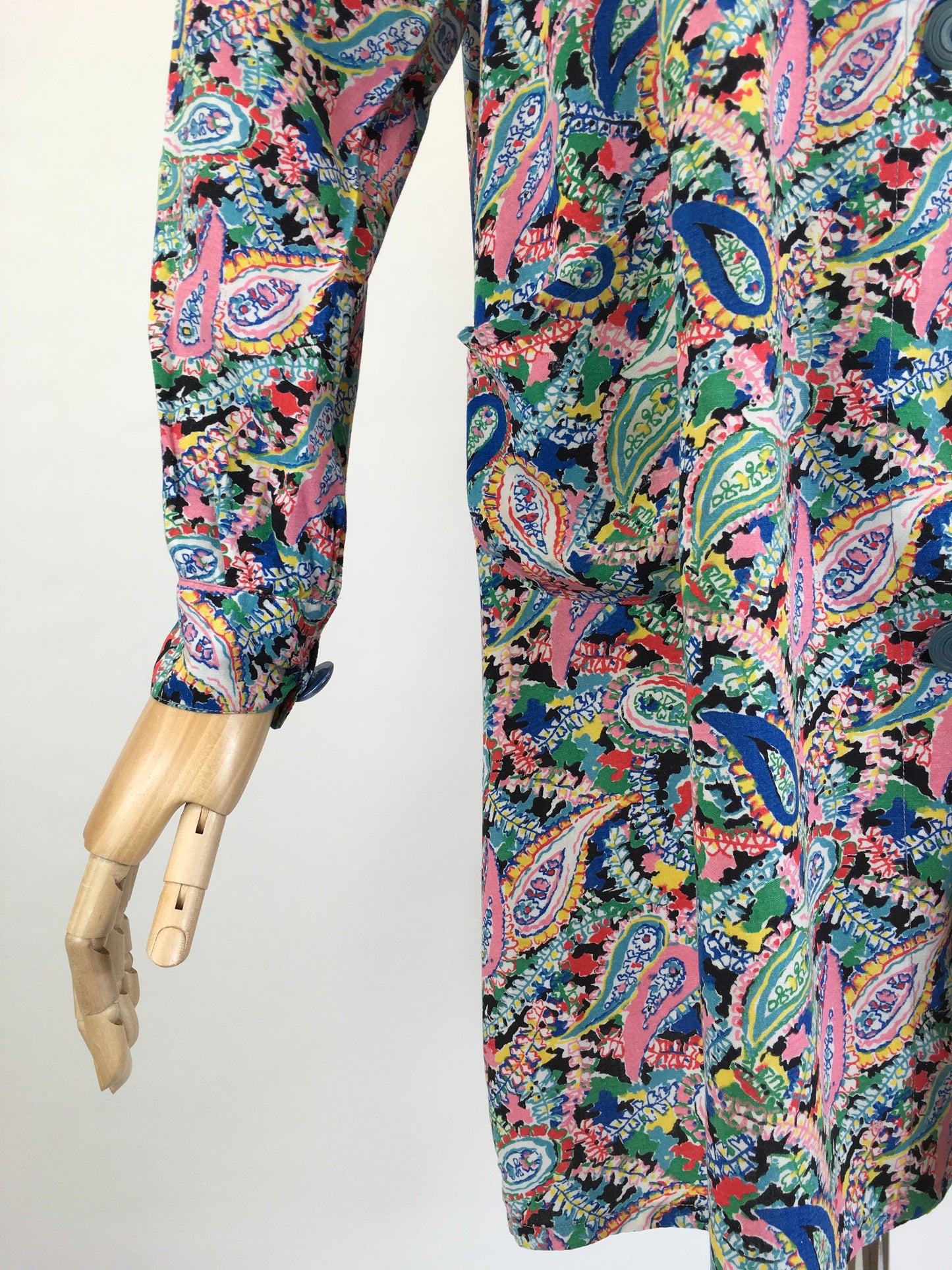 Original 1940’s CC41 Stunning Cotton Smock - In the Most Vibrant Floral & Paisley Print