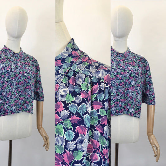 Original 1940’s Beautiful Crepe Over Jacket / Blouse - In A Warm Frosted Berry Colour Pallet