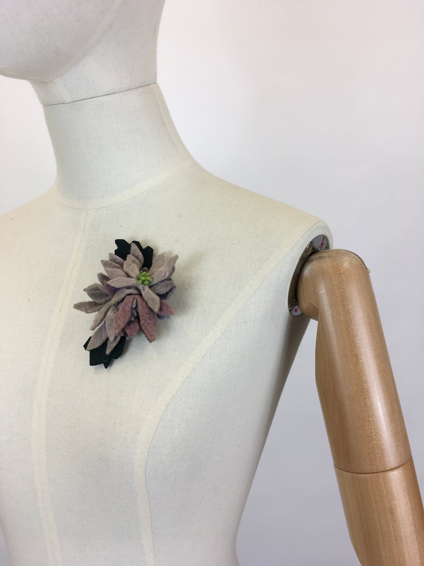 Original 1940’s ‘ Make Do And Mend ‘ Felt Floral Posy Corsage - In Muted Purple, Violets and Greenery