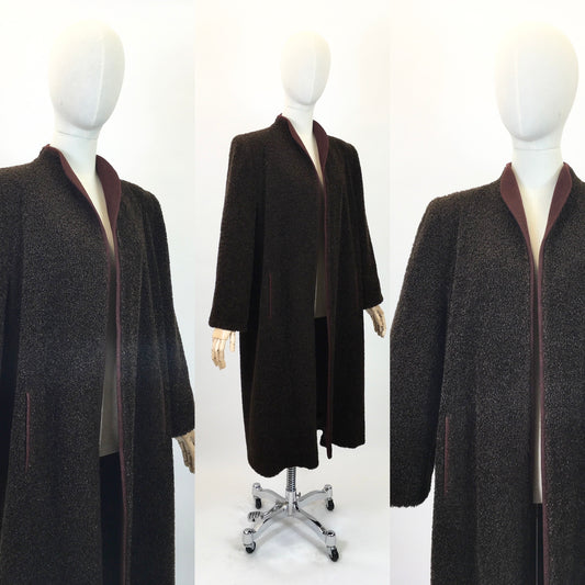 Original 1940's Sublime Edge to Edge Coat in Chocolate Brown - By ' Motoluxe - The Cosiest of Coats'