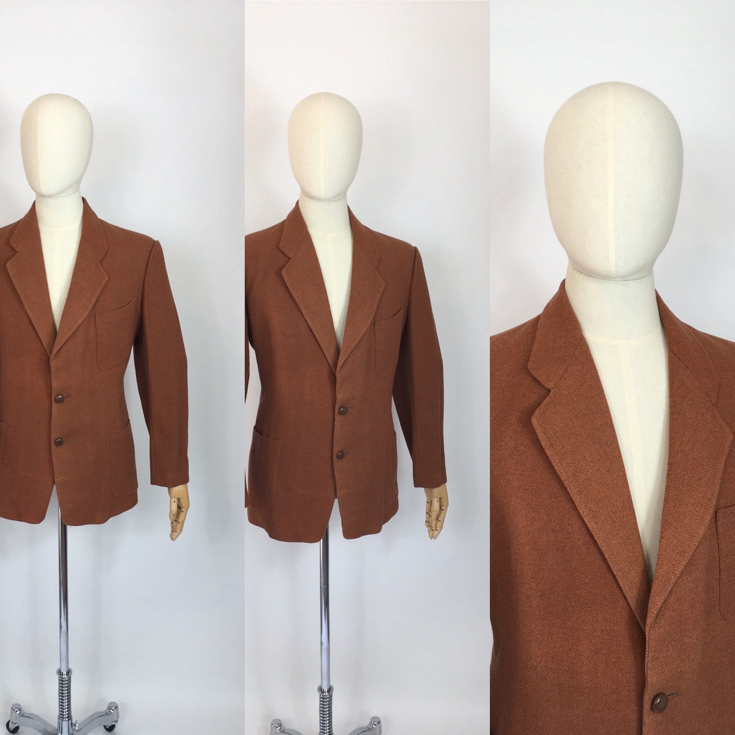 Original 1940’s Single Breasted Gents Jacket - In A Classic Period Rust Wool