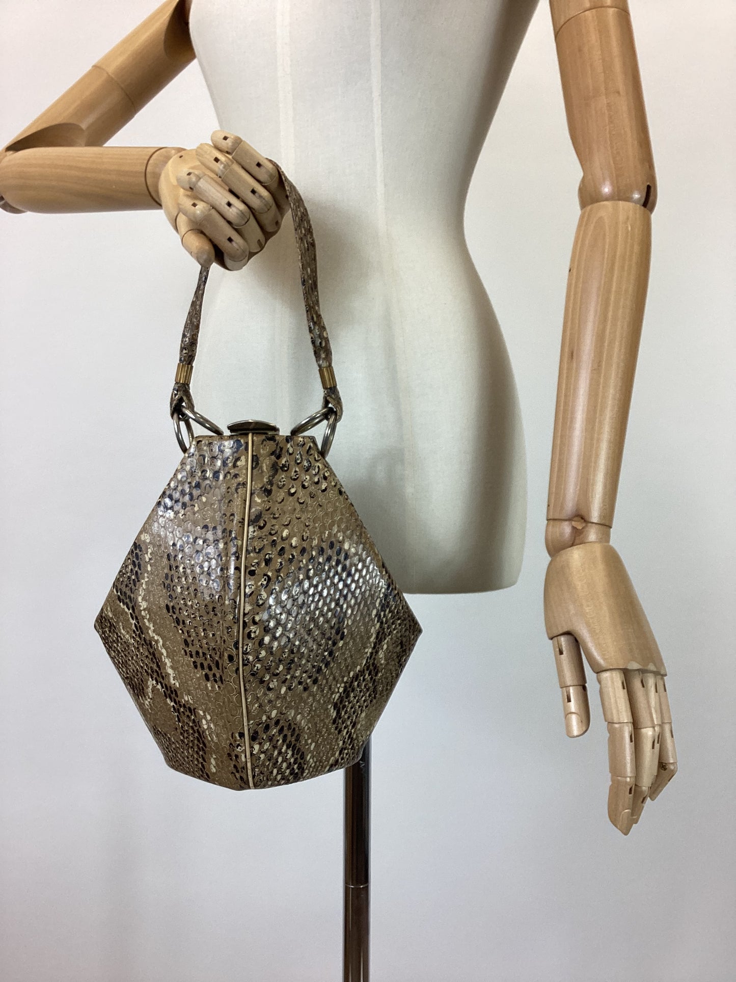 Original 1940’s Exquisite Skin Handbag - In An Unusual Shape