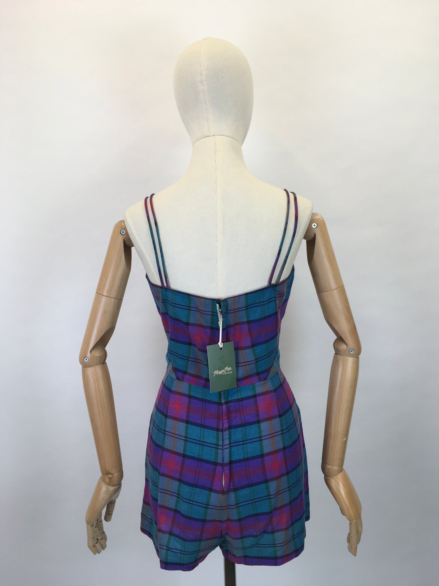 Original 1950s Fabulous Summer Playsuit - In a Gorgeous Plaid With Rich Purple, Reds, Blues and Bottle Greens