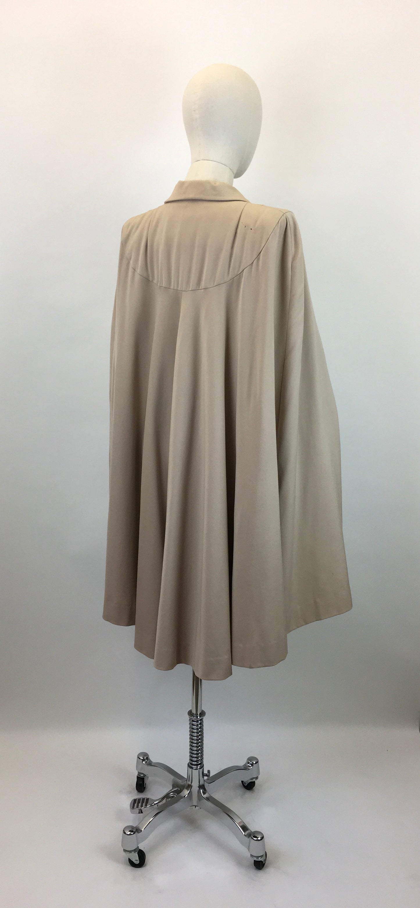 Original 1940's Sensational Gaberdine Cape - In A Soft Beige