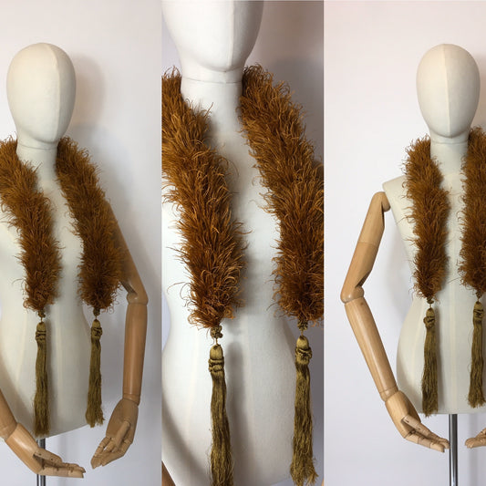 Original early 1930’s Ostrich Feather Boa in the richest golden auburn - A Festival Of Vintage Fashion Show Exclusive