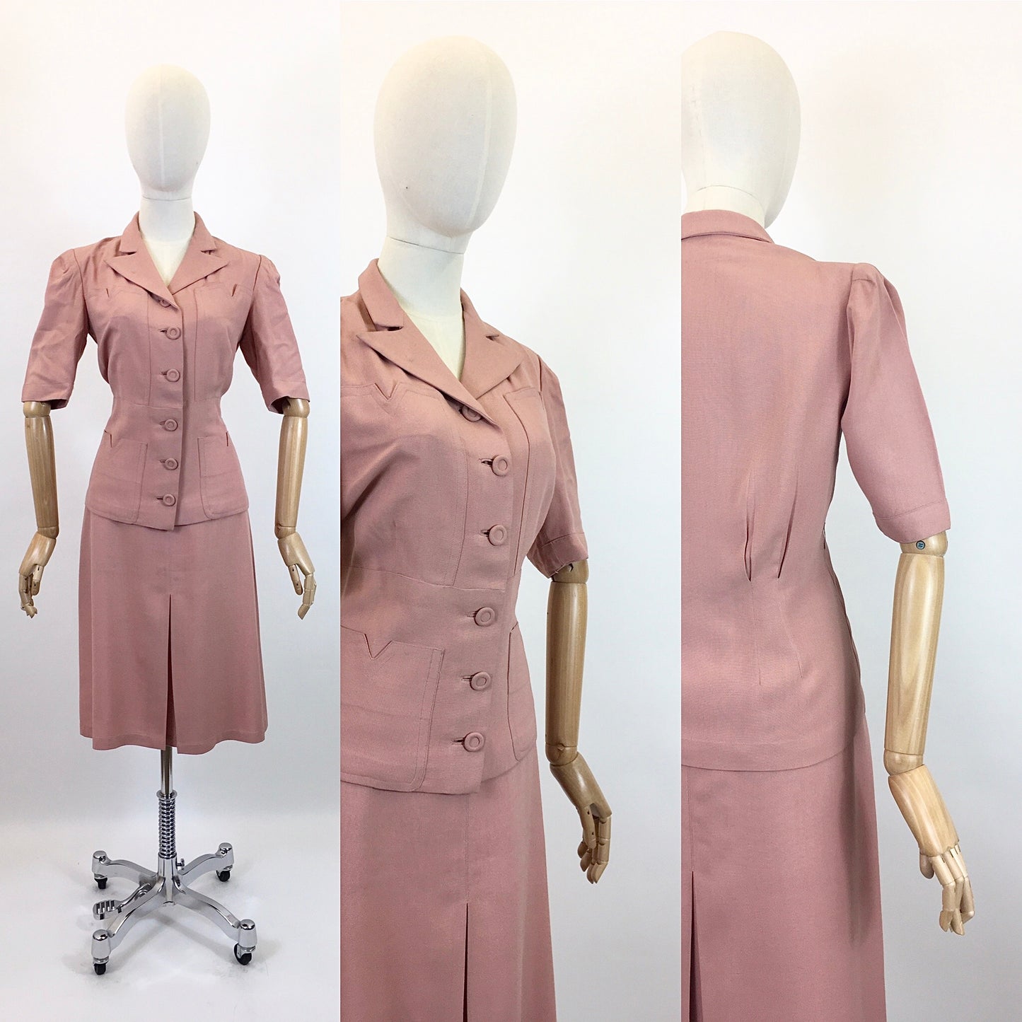 Original 1940's 2pc Linen Summer Suit - In A Powdered Pink