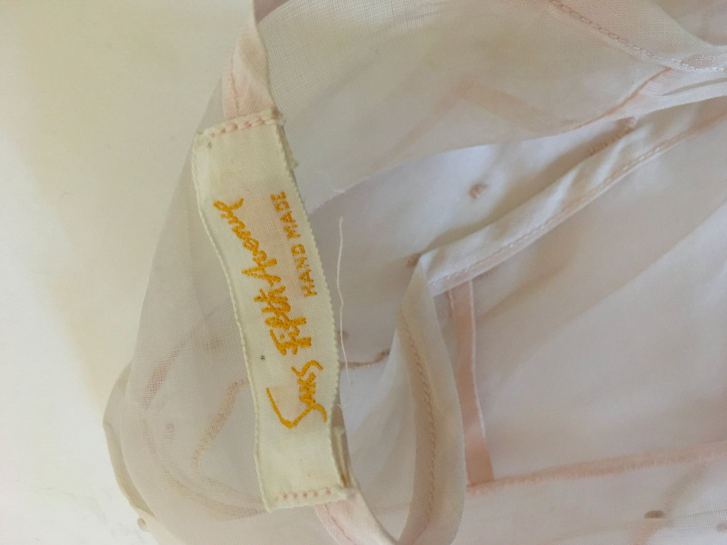 Original 1930’s Broderie Anglaise Dickie - By Saks Fifth Avenue in A Powdered Pink