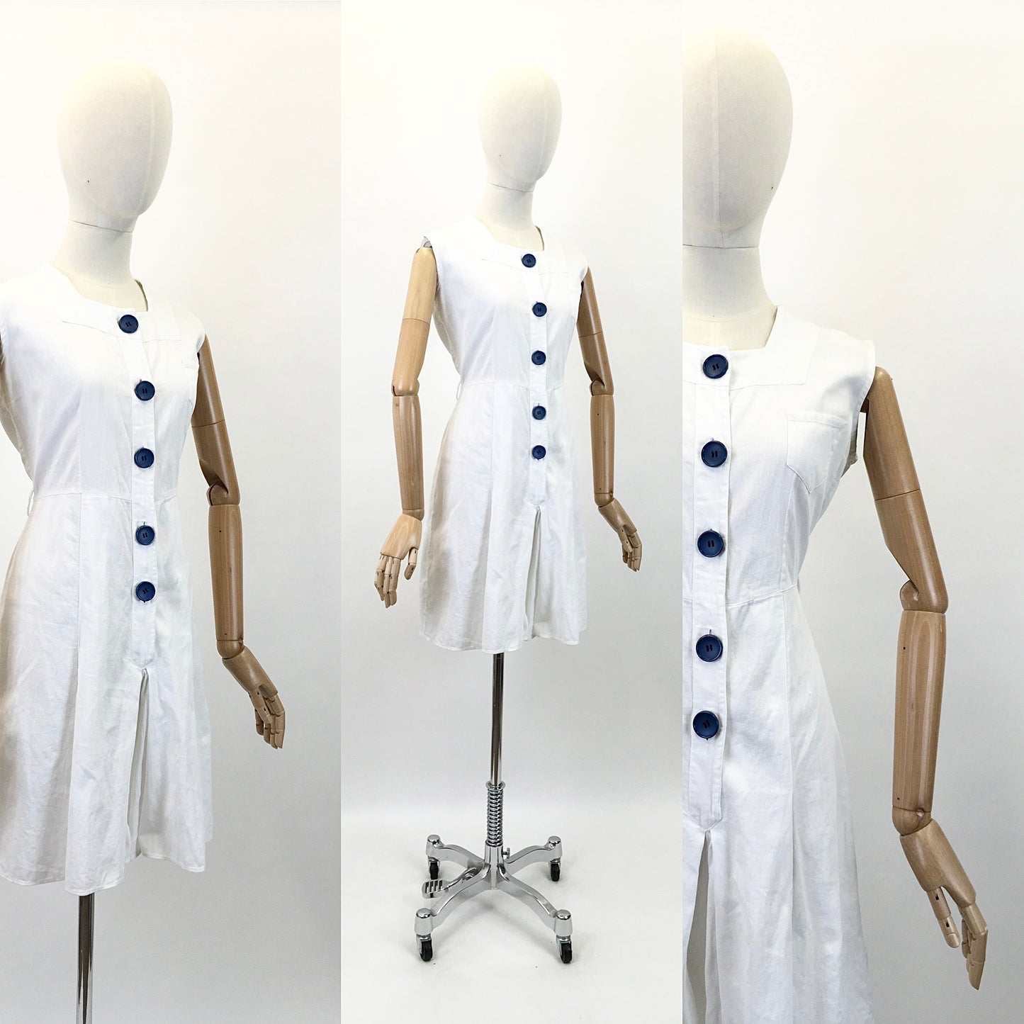 Original 1940's Stunning Off White Sportsuit - With Contrast Blue Buttons
