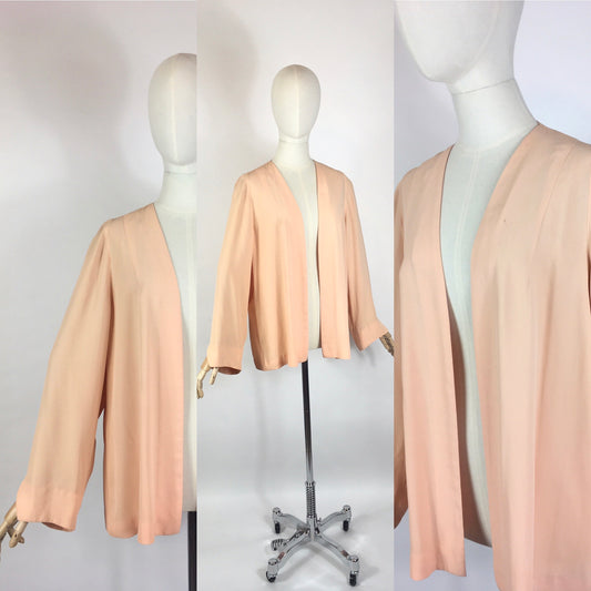Original 1940’s Edge to Edge Rayon Jacket - In A Darling Soft Apricot Peach