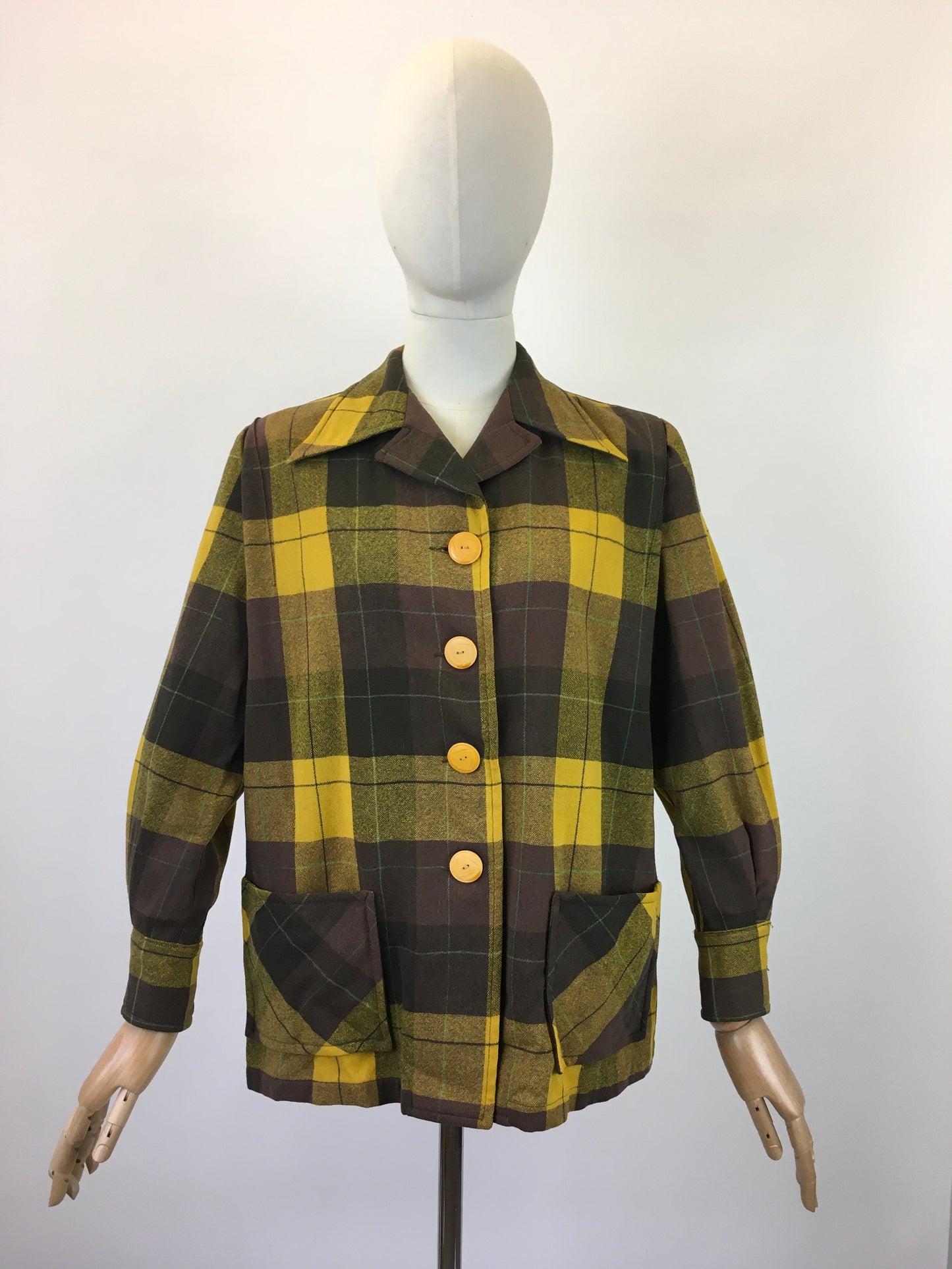 Original Fabulous 1940's Pendelton Jacket - In Warm Brown, Mustard and Bottle Green