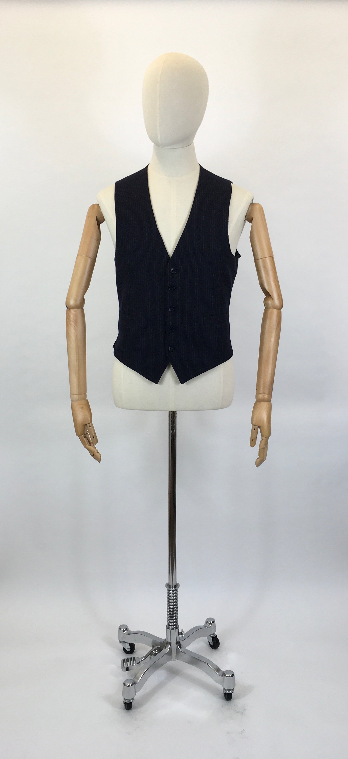 RESERVED DO NOT BUY - Original Gents Pinstripe Wool Waistcoat - With Button Front, Pockets & Backstrap Fastening