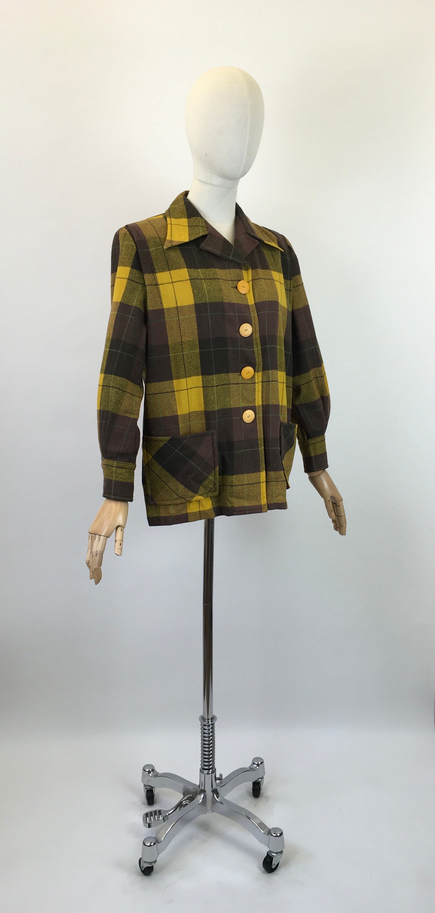 Original Fabulous 1940's Pendelton Jacket - In Warm Brown, Mustard and Bottle Green