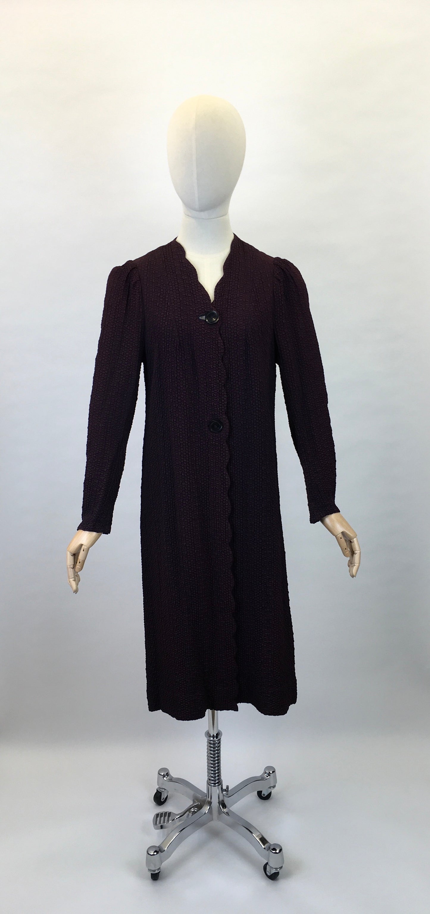 Original 1930s Summer Overcoat - In a Fabulous Textured Waffle Crepe in Faded Navy