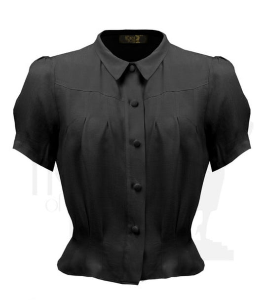 House of Foxy 1930’s Bonnie Blouse - In Black