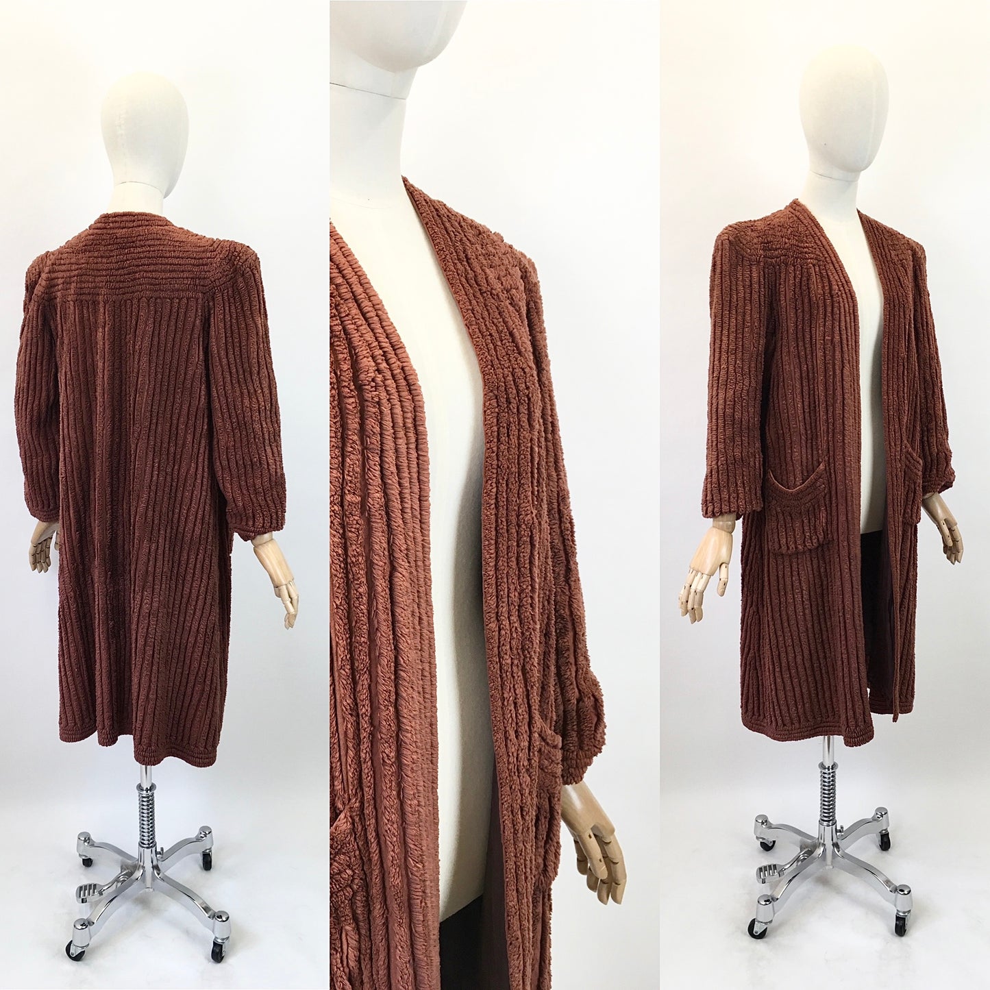 Original 1940's Sensational Rare Chenille Coat - In A Warming Chocolate Brown