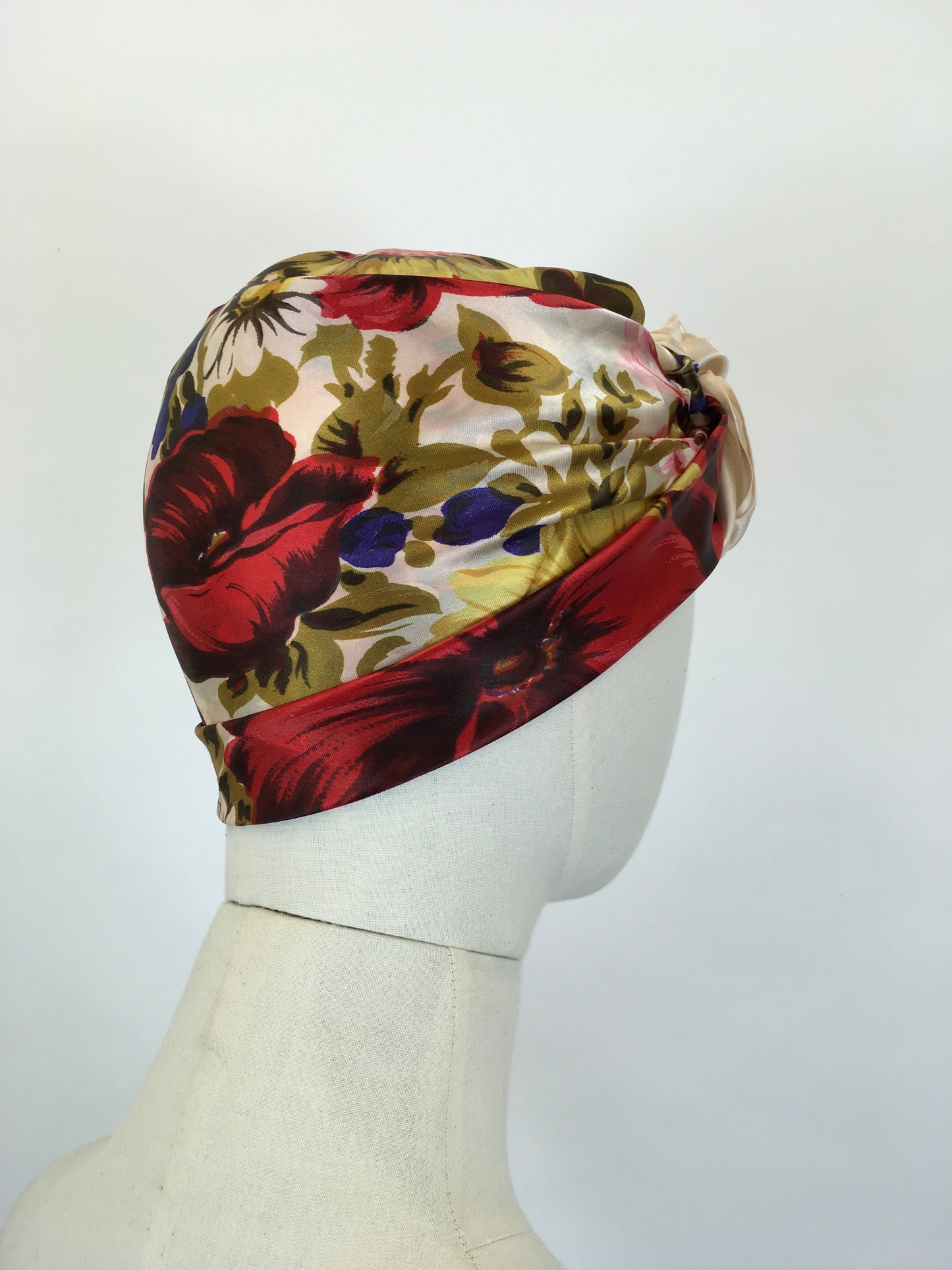 Original 1950’s Silk Floral Scarf - In A Summertime Bright Colour Palette