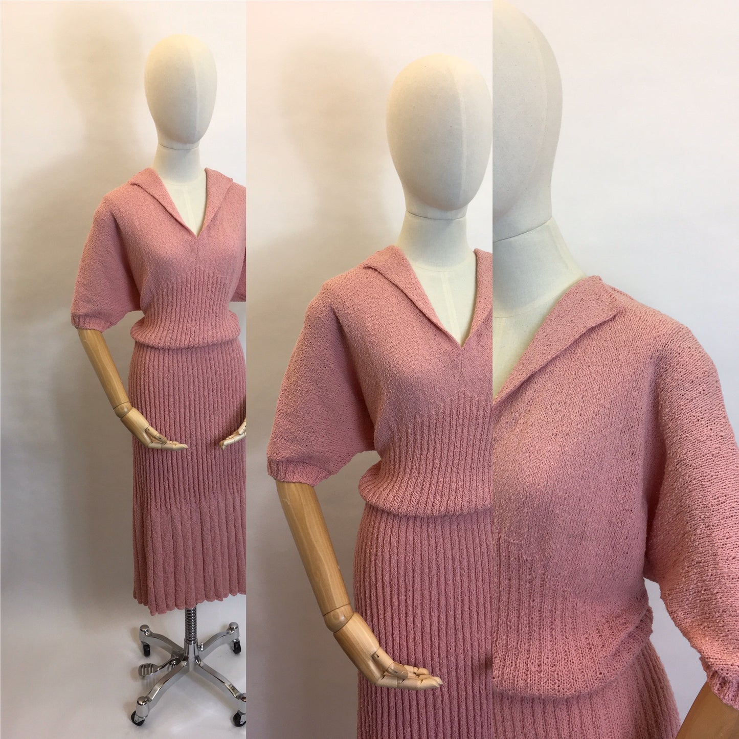 Original Late 1940’s Early 1950’s VOLUP Knitted Dress - Gorgeous Rose Pink