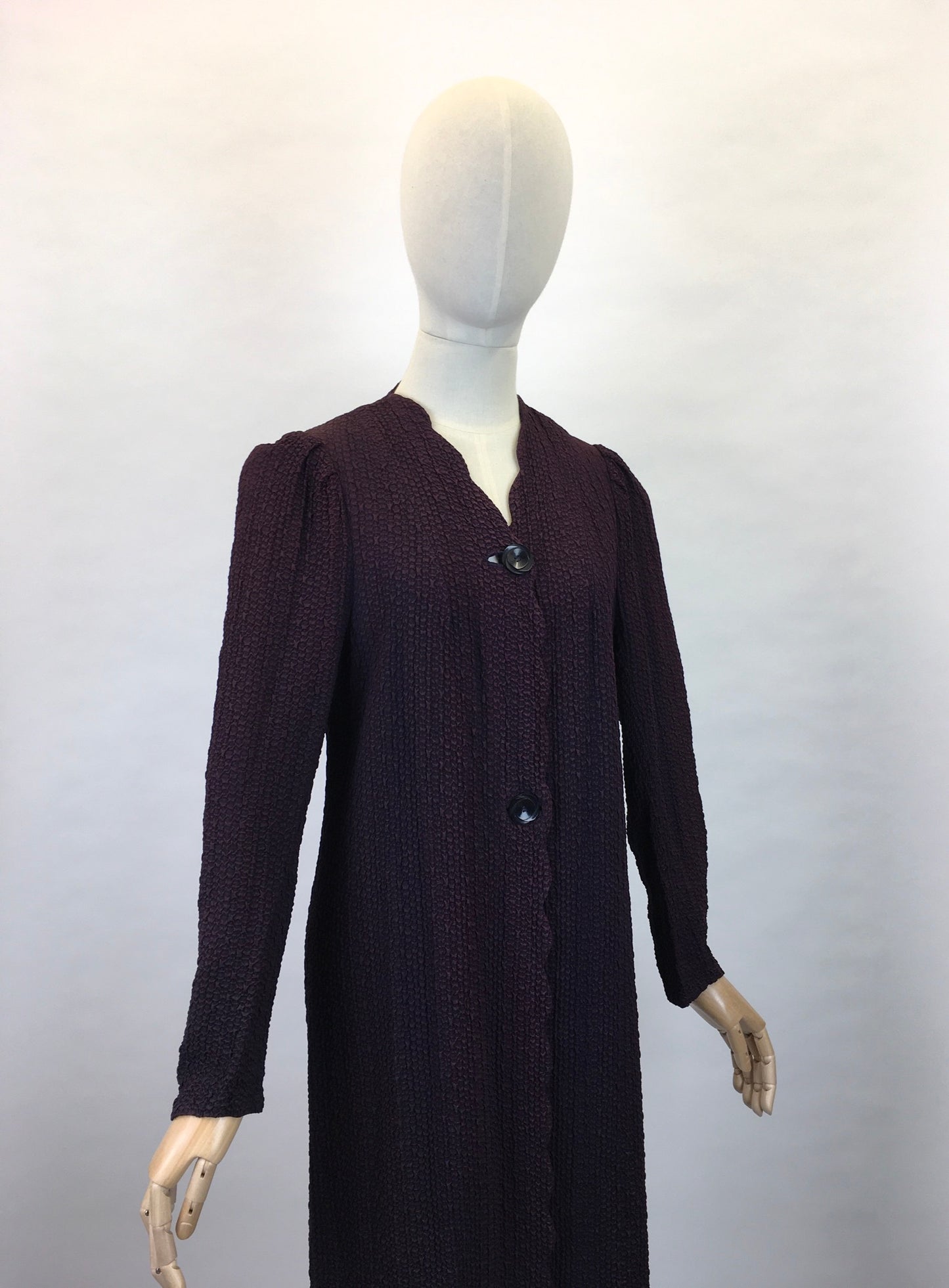 Original 1930s Summer Overcoat - In a Fabulous Textured Waffle Crepe in Faded Navy