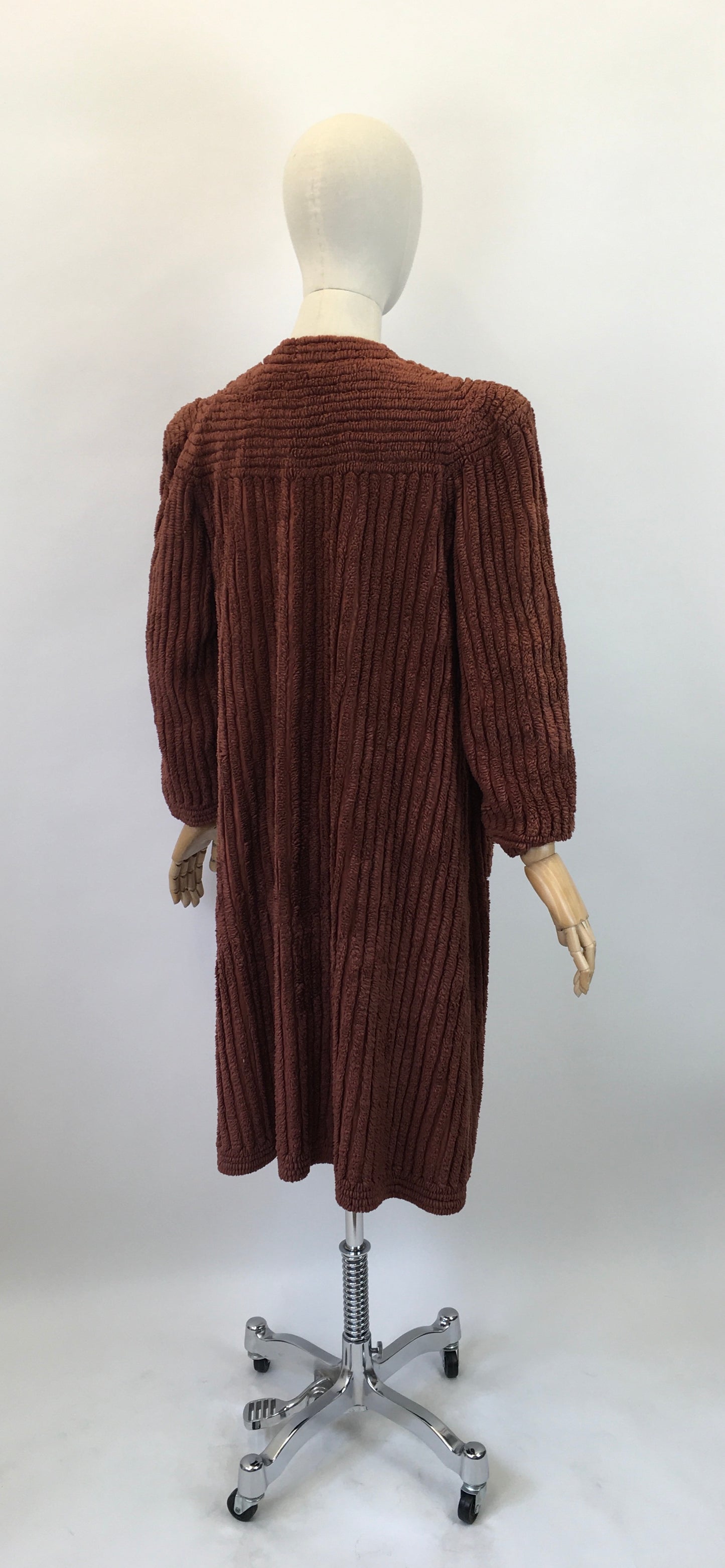 Original 1940's Sensational Rare Chenille Coat - In A Warming Chocolate Brown