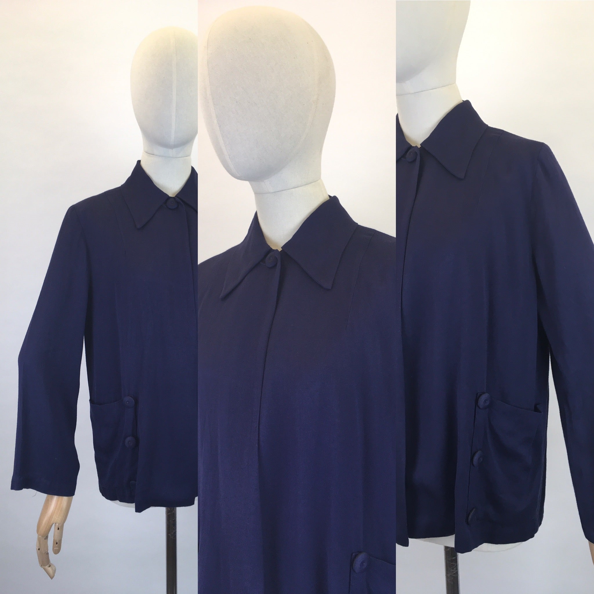 Original 1940s Stunning Navy Swagger Jacket - In a Lightweight Gab Fab ...