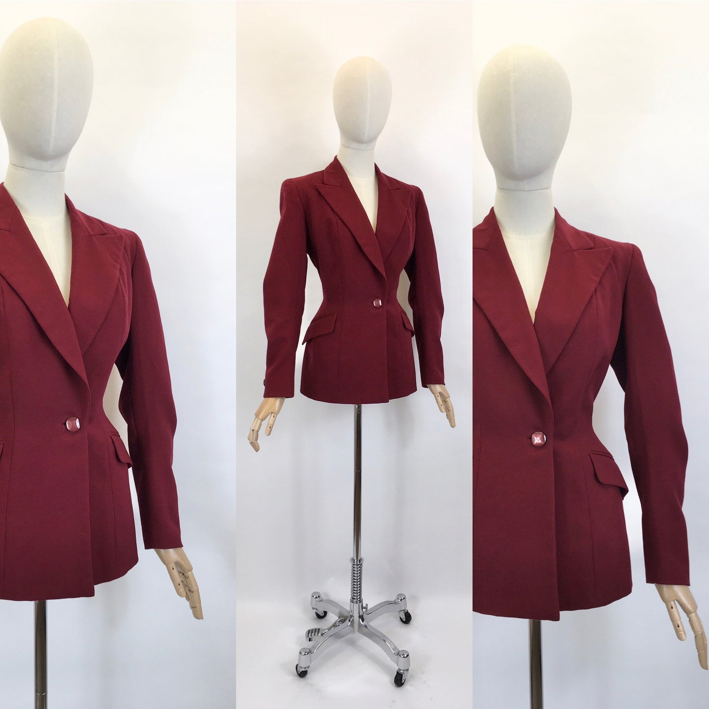 Original 1940’s Beautiful Longline Fitted Jacket - In A Rich Wine Colouring