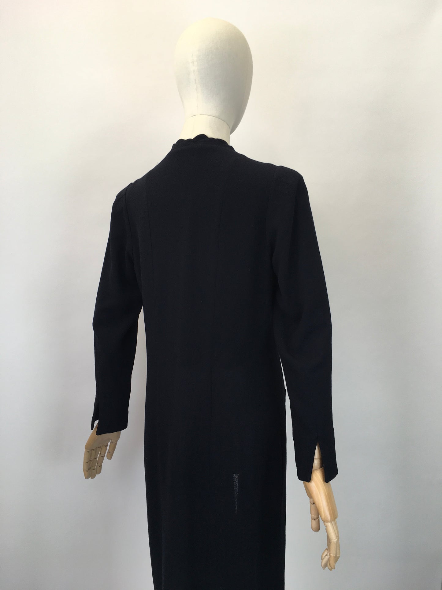 Original 1930's Exquisite Double Scalloped Edge to Edge Overcoat - In A Classic Navy Crepe