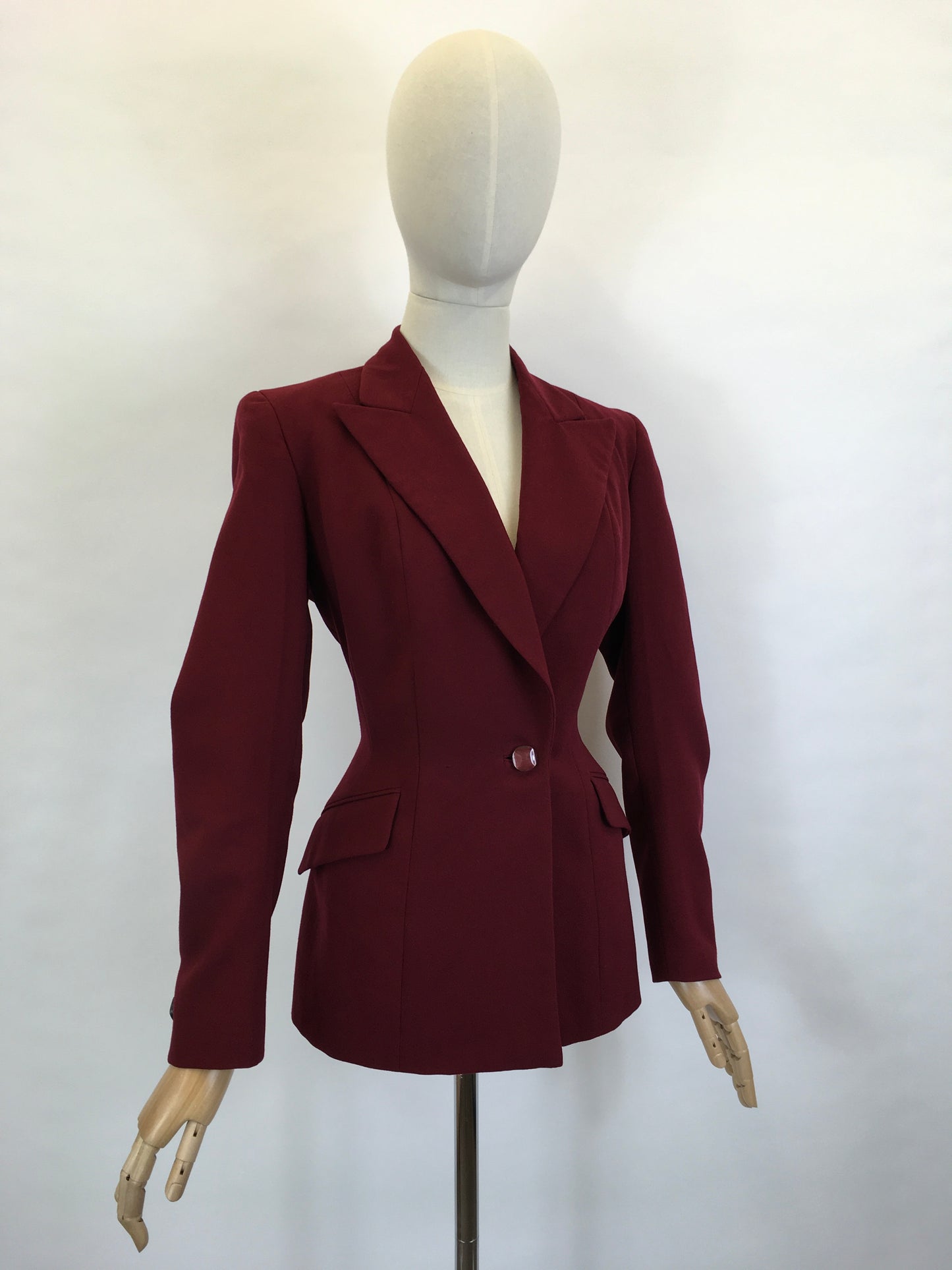 Original 1940’s Beautiful Longline Fitted Jacket - In A Rich Wine Colouring