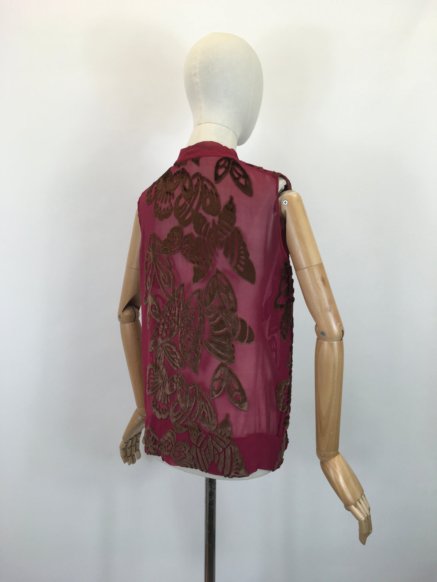 Original 1920's SENSATIONAL Tabard - In A Vibrant Raspberry and Gold Chiffon Devore