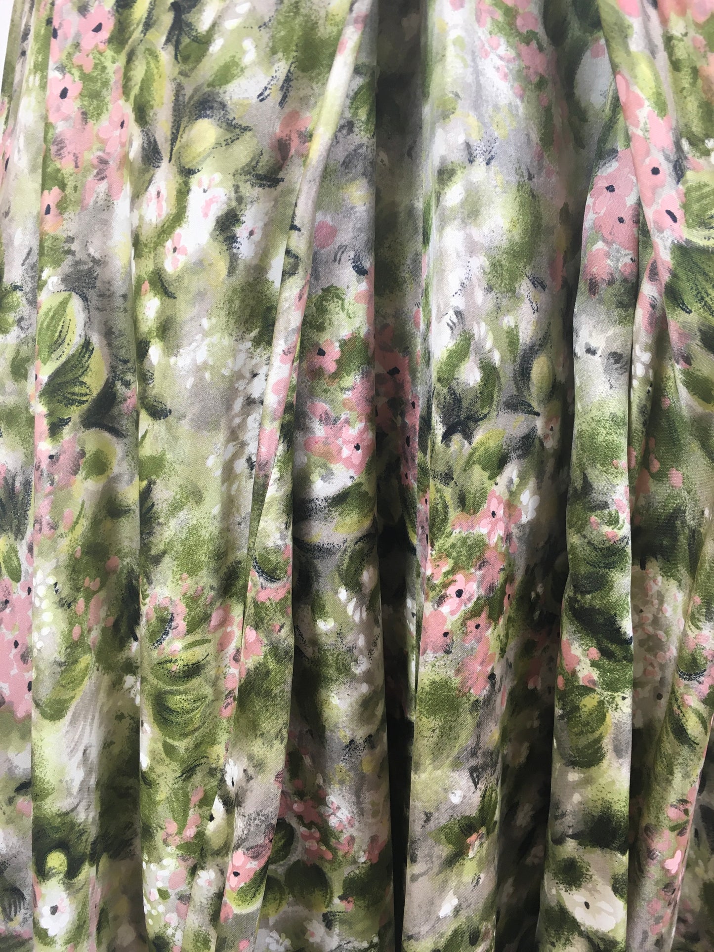 Original 1950’s Stunning Silk Party Frock - In A Beautiful Pink & Green Floral