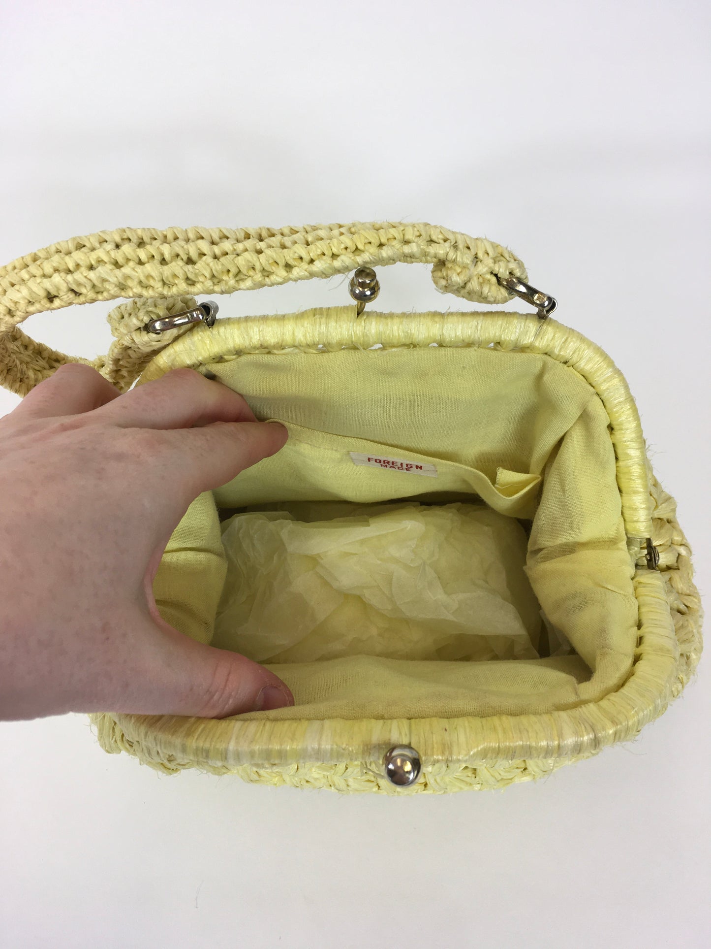 Original 1950’s Darling Raffia Handbag - In Sunshine Yellow