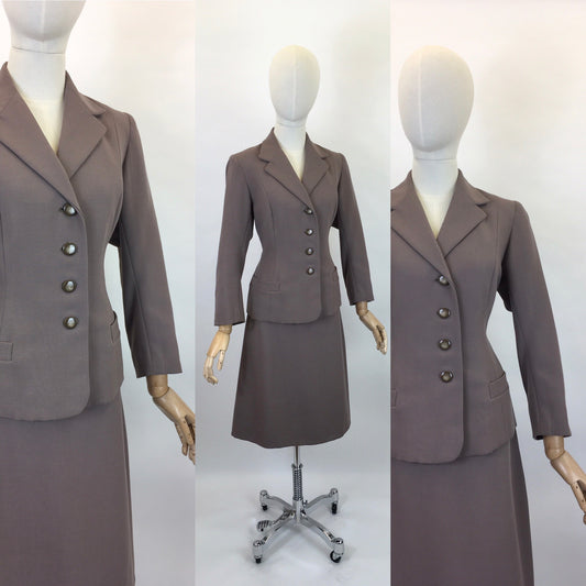 Original 1950’s Beautiful 2 pc Suit - In A Muted Mink Colour